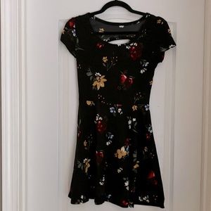 Floral skater dress with cutouts